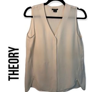 THEORY | ivory silk sleeveless blouse